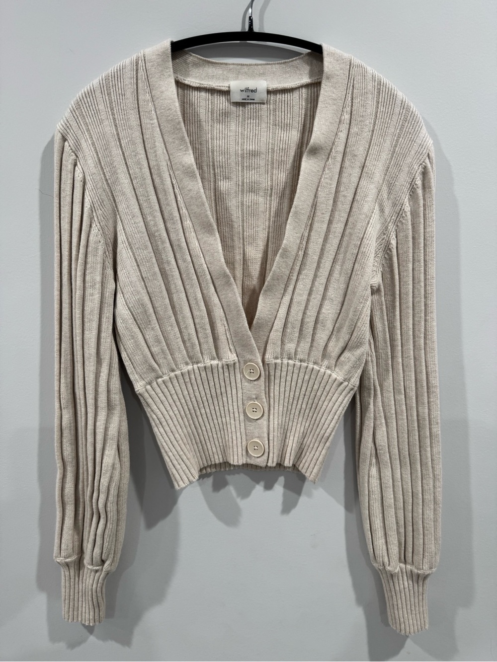 Wilfred Free Plunge Front Cardigan (Aritzia) - Beige